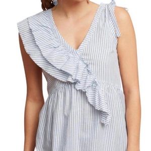 Avant garde asymmetrical striped blouse